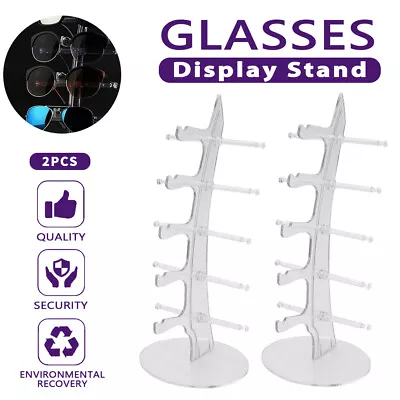 $18.99 • Buy 2x 5 Pair Rack Show Sunglasses Glasses Display Stand Holder Plastic Counter AU