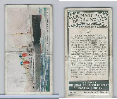 C20 Imperial Tobacco Merchant Ships 1924 #37 SS George Washington • $2.99