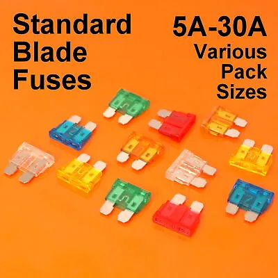 High Quality Standard Blade Fuses For Car Van Bike - 5A 10A 15A 20A 25A 30A 40A • £12
