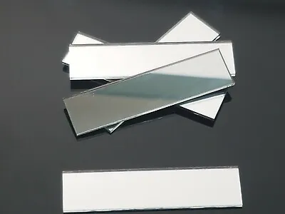 12 Pieces Silver Glass Mirror Tiles 7 X 2 Cm 2 Mm Thick. Art&Craft  • £5.99