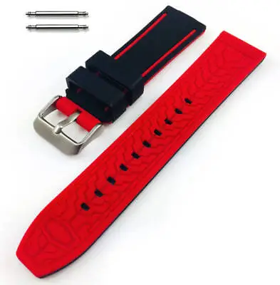 Black & Red Double Side Rubber Silicone Replacement Watch Band Strap Belt #4064 • $12.95