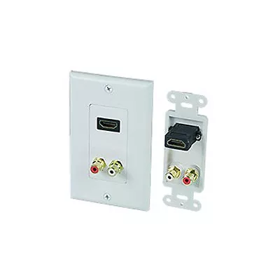 Single 1-Port HDMI Wall Plate W/ 2-RCA Audio For Home Theatre 3D HDTV 1080p 4K  • $11