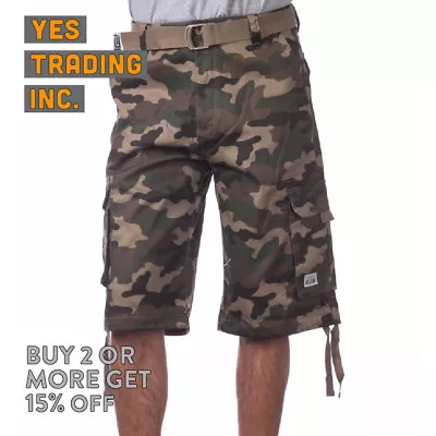 Proclub Pro Club Mens Casual Cargo Shorts 5 Pocket Camo Plaid Shorts Big Tall • $27.95