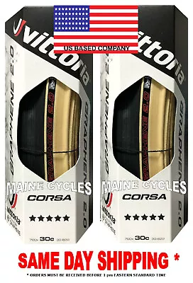 Vittoria Corsa G 2.0 Graphene Clincher 700 X 30 Black / Tan / Gum / Para • $58.50