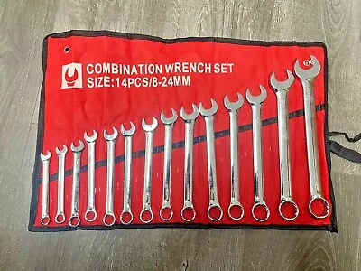 $30.95 • Buy 14PCS - 8-24mm Spanner Set Metric Combination Open Box Wrench Roll Bag Tool Car