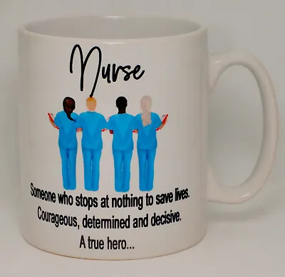 Nurse True Hero Mug Can Personalise Dental Carer Male Female Medic HCA NHS Gift • £10.99