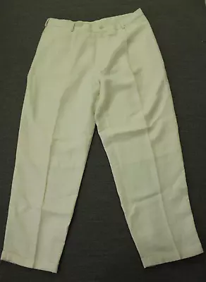 Perry Ellis Linen Blend Pants Men's 40x32 (ACTUAL 36x31) Cream Pleated Cuffed • $29.95