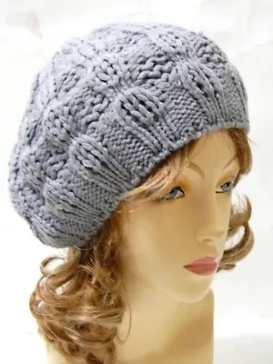 Knit Crochet Beret Beanie Woven Braided Design Fashion NEW Gray Orange New • $9.99