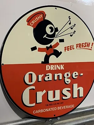 Vintage Style Crushy Orange Crush Soda Pop Beverage Heavy Steel  Quality Sign • $55