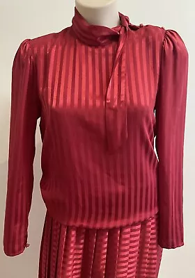 Vintage The Dress Company Melbourne Dress Size 10 Red Pleated As New Bow • $30