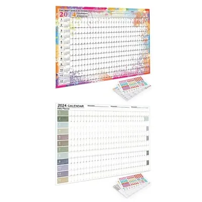 Calendar Planner Sheet 2024 Wall Desk Calendar Yearly Daily Schedule • £6.38