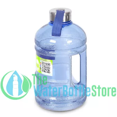 Half Gallon 64oz BpA Free Water Bottle 2 Liter W Handle Steel Cap Light Blue New • $11.48