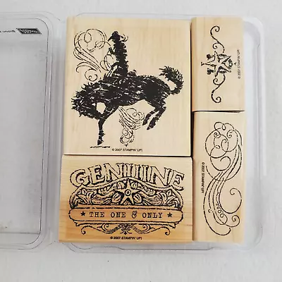 Stampin’ Up! BRONC BUSTER Wood Rubber Stamp Set Cowboy Rodeo Western UNUSED • $14.99