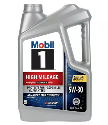 Mobil 1 High Mileage Full Synthetic Motor Oil 5W-30 5 Quart Free Ship • $24.99
