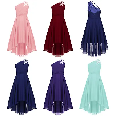 $30.79 • Buy Girls Beaded One Shoulder Formal Party Cocktail Dress High-Low Prom Gown Dresses