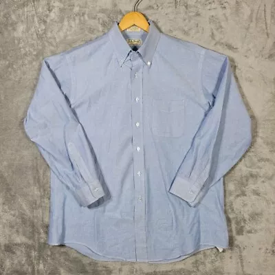 Vtg LL Bean Shirt Mens 17 34 Button Up Chambray Blue Made In USA • $24.99