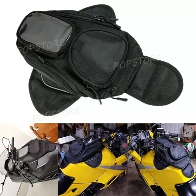 Magnetic Motorcycle Oil Fuel Tank Bag Motorbike Saddle Bag Waterproof Big Screen • $28.96