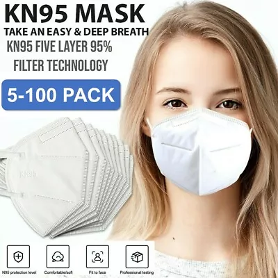 KN95 Face Mask Cover Ear Loop Disposable Protective Respirator 5 Layer 95% BFE • $16.99