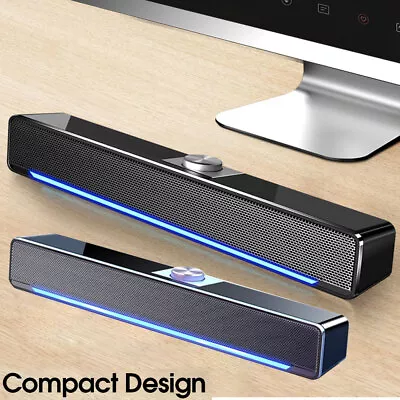 Bluetooth/Wired Sound Bar Computer Stereo Speakers USB For PC Desktop Laptop • £14.49