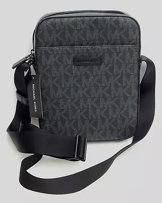 Michael Kors Signature EVERETT BLACK Flight Bag Crossbody Bag NEW MEN AUTHENTIC • $179.50