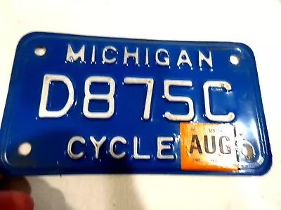 Vintage 1981 Motorcycle License Plate D875C • $14.99