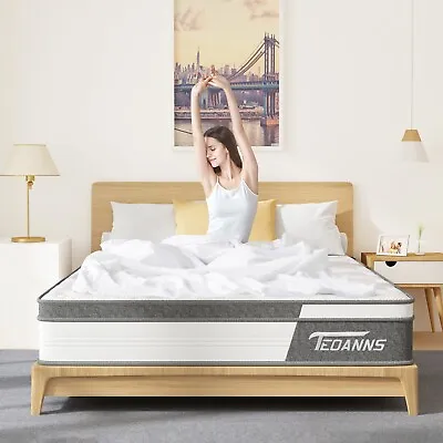 Mattresses 3FT Single Prime Memory Foam Hybrid Spring Bedding Medium Firm Bed • £101.38