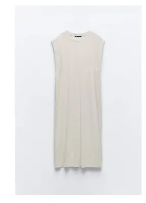 $5.90 • Buy BNWT Women's Zara Ribbed Midi Dress Size Medium $35.90 In Sand