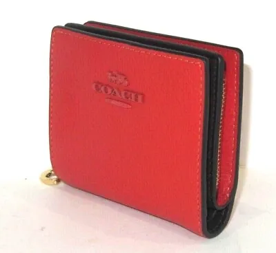 Coach CC900  Mango Orange Pebbled Leather Snap Card Case Wallet C Charm $178 • $73.99