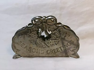 Vintage Silverplate  Season's Greetings  Napkin Letter Holder • $3.99