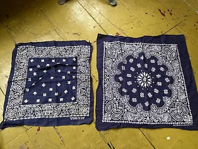 Vintage Fast Color Blue Bandana Lot 2 Handkerchief USA 14193 Hav-a-Hank 15187 • $22