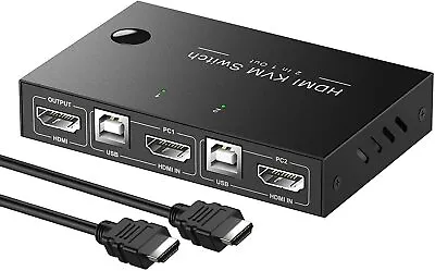 KVM Switch HDMI 2 Port Box USB Selector For 2 Computers Share Keyboard Mouse • $24.99