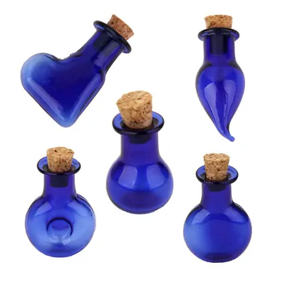 10 Mini Glass Bottles Corks Miniature Vial Empty Jars Wish Message Pendant Craft • £7.42