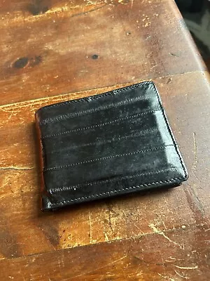 Men’s Black Trifold Eel Skin Wallet • $17