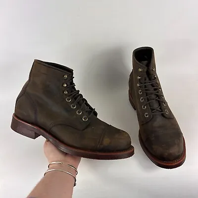 Chippewa LLBean Katahdin Iron Works Engineer Mens 9 D Brown Leather Cap Boots • $259