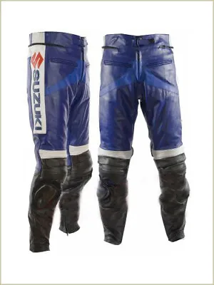 SUZUKI GSXR Mens Biker Motorcycle Leather Trouser Racing Motorbike Leather Pants • $149.19