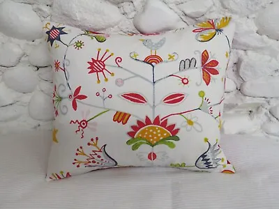 Cushion Cover IKEA Fabric White Red Yellow Green Flowers 16 X14  Cotton. • £5.99