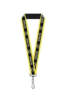 Batman Logo Stripe Yellow Black Lanyard Neck Strap ID Holder • $10.95