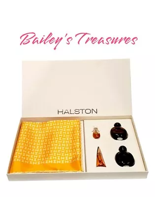 Vintage Halston Miniature Perfume Cologne Set With Scarf SEE DESCRIPTION • $129.95