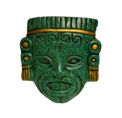 Mayan Aztec Face Mask Wall Hanging Crushed Greenstone Malachite Zarebski • $38