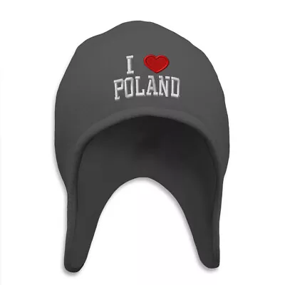 Ear Flap Beanie For Men & Women I Love Poland Acrylic Skull Cap Helmet Hats • $19.99