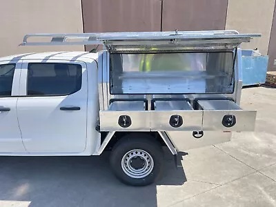 $1450 • Buy Flat Aluminium Tool Box 3/4 Side Opening Ute Toolbox 3 Drawers 1700L 600W 850H