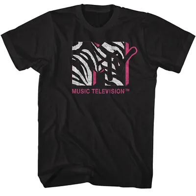 MTV Music Television Neon Pink & Zebra Print Show Logo Men's T Shirt  • $23.50