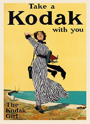 Kodak Camera Photographer Lady Beach Vintage Poster Repro FREE S/H In USA • $17.90