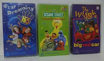 The Wiggles Big Red Car/ Sesame Street/hi Five Vhs   • $24.95