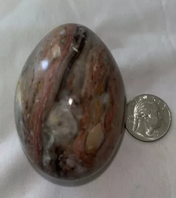 Vintage Alabaster Hand Carved Stone Egg 3” Brown Swirl  Marble • $15.95