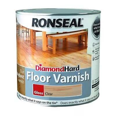 Ronseal Diamond Hard Floor Varnish 2.5l Gloss Clear - Quick Drying Low Odour • £54.49