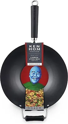 Ken Hom 31cm Excellence Carbon Steel Non Stick Wok Stir Fry Pan Chinese Asian • £29.45