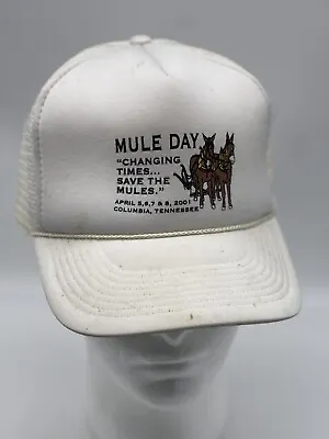 2001 Mule Day SnapBack Trucker Hat Columbia Tennessee White • $28.50