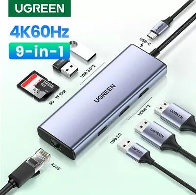 $84.95 • Buy Ugreen USB-C Hub 9 In 1 USB3.0 4K HDMI VGA RJ45 Ethernet Adapter Macbook Dell
