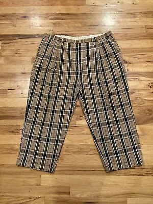 Vintage Retro Golf Brown Plaid Pants Slacks Party Disco Men Act Size 50 X 29 Big • $27.50